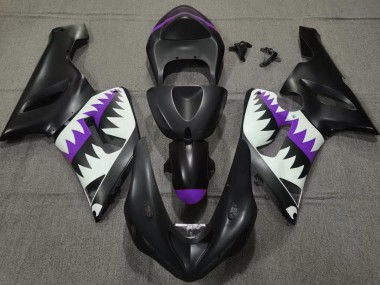 2005-2006 Tiburón Negro Mate & Morado ZX6R Carenados Moto Al Por Mayor