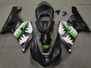 2005-2006 Tiburón Negro Mate & Verde ZX6R Carenados Moto Al Por Mayor