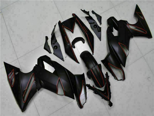 Carenados Moto Kawasaki EX650 2009-2011 - Negro Mate Rojo Raya