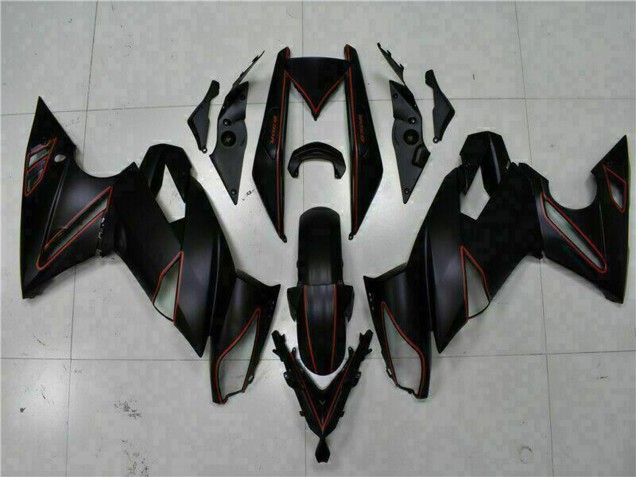 Carenados Moto Kawasaki EX650 2009-2011 - Negro Mate Rojo Raya