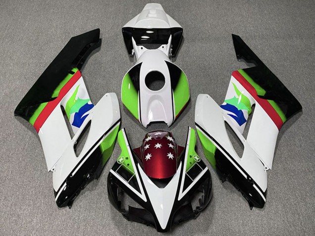 Carenados Moto Honda CBR1000RR 2004-2005 - Blanco Verde Rojo Negro Brillante Estrella