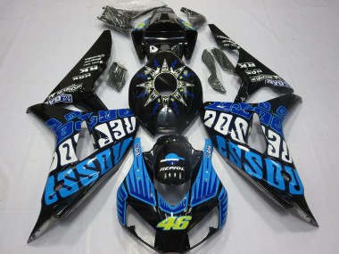 Carenados Moto Honda CBR1000RR 2006-2007 - Negro Brillante Azul Rossi 46