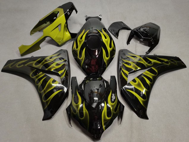Carenados Moto Honda CBR1000RR 2008-2011 - Negro Brillante Oro Llama