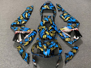 Carenados Moto Honda CBR600RR 2003-2004 - Azul Oro Camouflage Tiburón