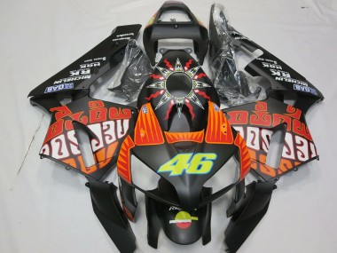 Carenados Moto Honda CBR600RR 2003-2004 - Negro Mate Naranja Amarillo Rossi 46