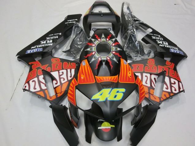 Carenados Moto Honda CBR600RR 2003-2004 - Negro Mate Naranja Amarillo Rossi 46