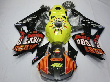 Carenados Moto Honda CBR600RR 2013-2023 - Amarillo Naranja Negro Brillante Rossi 46