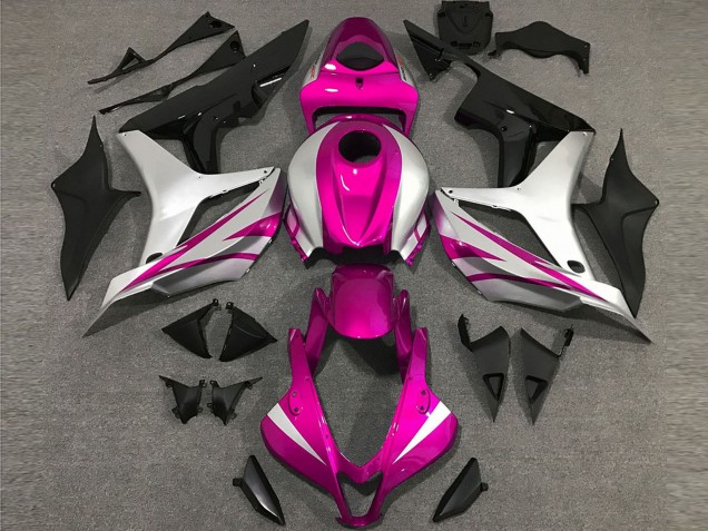 Carenados Moto Honda CBR600RR 2007-2008 - Plata Rosa Negro Brillante OEM Estilo