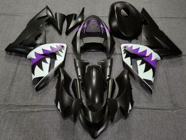 Carenados Moto Kawasaki ZX10R 2004-2005 - Negro Mate Púrpura Tiburón