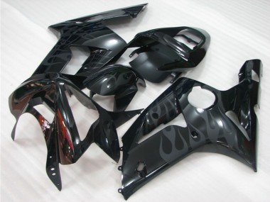 Carenados Moto Kawasaki ZX6R 2003-2004 - Negro Brillante Gris Llama