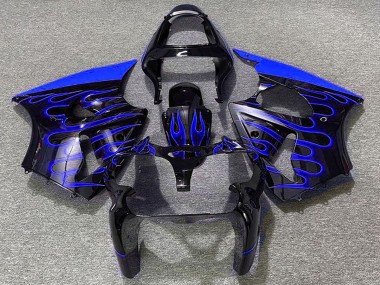 Carenados Moto Kawasaki ZX6R 2000-2002 - Negro Brillante Azul Llama