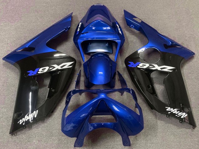 Carenados Moto Kawasaki ZX6R 2003-2004 - Azul Negro Brillante
