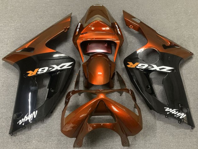 Carenados Moto Kawasaki ZX6R 2003-2004 - Naranja Negro Brillante