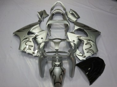 Carenados Moto Kawasaki ZX6R 2000-2002 - Plata Negro Llama