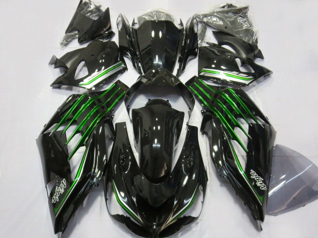 Carenados Moto Kawasaki ZX14R ZZR1400 2012-2024 - Negro Brillante Verde