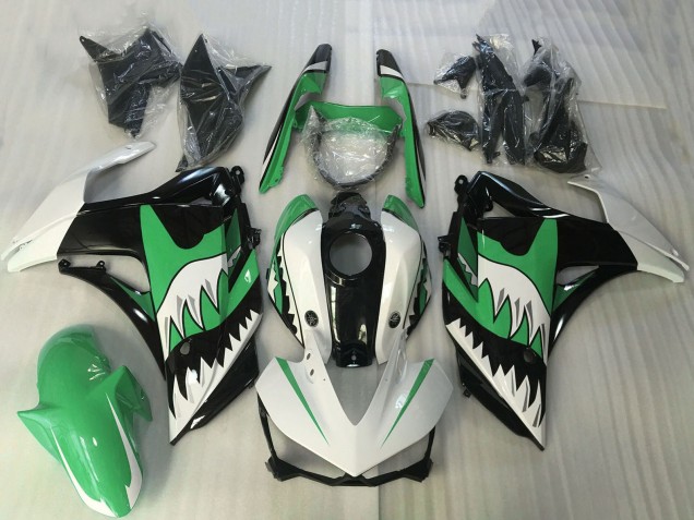 Carenado Moto Yamaha R3 2015-2018 - Blanco Verde Negro Tiburón