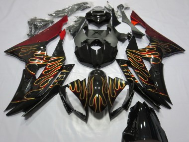 Carenados Moto Yamaha R6 2008-2016 - Rojo Negro Brillante Oro Llama