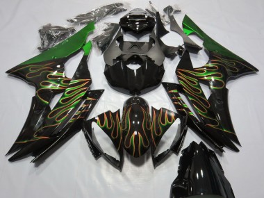 Carenados Moto Yamaha R6 2008-2016 - Verde Negro Brillante Oro Llama