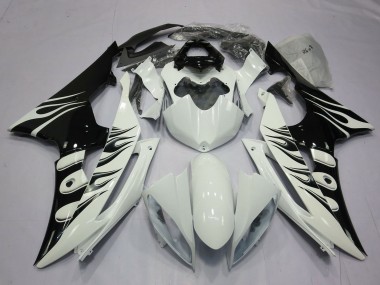 Carenados Moto Yamaha R6 2008-2016 - Blanco Negro Brillante Llama