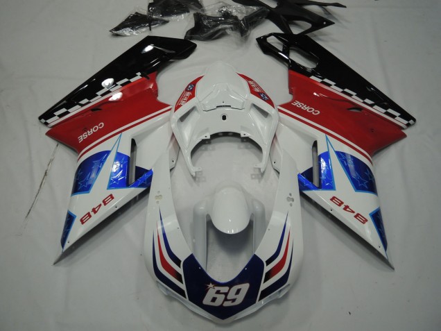 Carenados Moto Ducati 848 2007-2014 - Blanco Rojo Azul Negro Brillante Corse 69