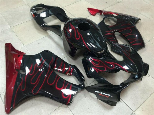 Carenado Moto Honda CBR600 F4i 2001-2003 - Negro Brillante Rojo Llama