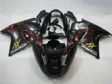 Carenados Moto ABS Honda CBR1100XX Blackbird 1996-2007 - Negro Brillante Rojo Llama