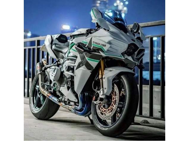 Carenados Moto Kawasaki Ninja H2 2015-2022 - Blanco Verde Línea
