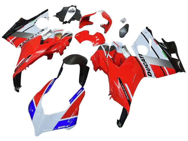 Carenados Moto Ducati Panigale V4 V4S 2018-2019 - Blanco Plata Rojo Negro Brillante