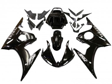 Carenados Moto Yamaha YZF R6S 2006-2009 - Negro Brillante Blanco Calcomanías