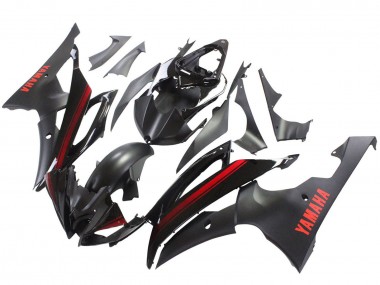 Carenados Moto Yamaha YZF 600 R6 2008-2016 - Negro Brillante Negro Mate Rojo Raya