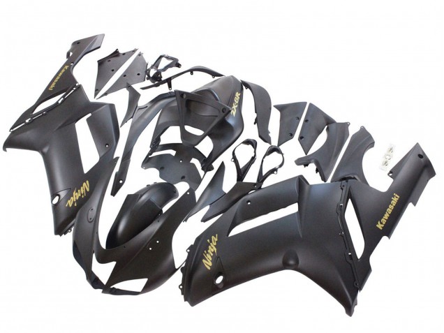Carenados Moto Kawasaki ZX6R 2007-2008 - Negro Mate Amarillo Logo Ninja