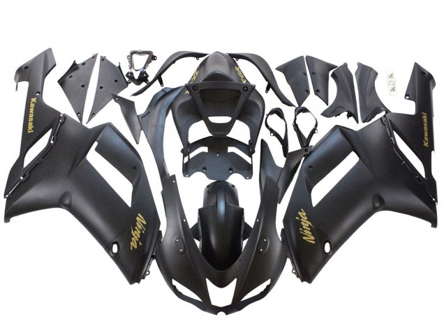 Carenados Moto Kawasaki ZX6R 2007-2008 - Negro Mate Amarillo Logo Ninja