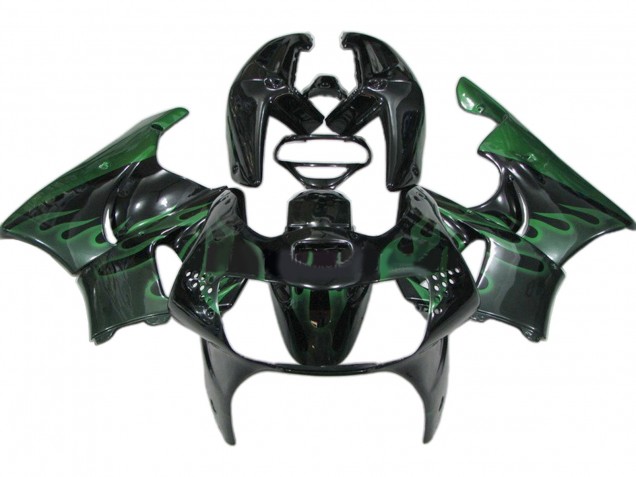 Carenados Moto Honda CBR900RR 919 1998-1999 - Negro Brillante Verde Llama