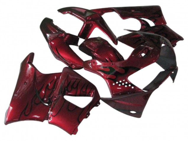 Carenados Moto Honda CBR900RR 919 1998-1999 - Rojo Oscuro Negro Llama