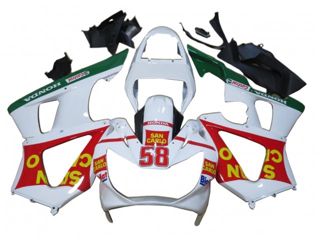 Carenados Moto Honda CBR900RR 929 2000-2001 - Blanco Rojo Verde Castrol San Carlo