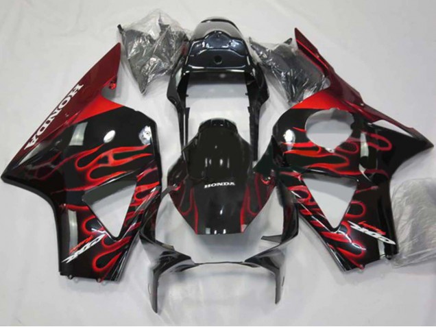 Carenados Moto Honda CBR900RR 954 2002-2003 - Negro Brillante Rojo Llama
