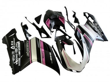 Carenados Moto Ducati 848 2007-2014 - Blanco Rosa Negro Brillante Connie