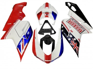 Carenados Moto Ducati 848/1098/1198 2007-2014 - Blanco Rojo Azul Negro Brillante