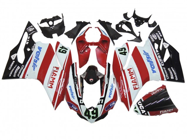 Carenados Moto Ducati 1199 2011-2014 - Blanco Rojo Negro Brillante Valsir Fiamm 49