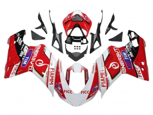 Carenados Moto Ducati 1199 2011-2014 - Blanco Rojo Negro Brillante Ficc Fiamm