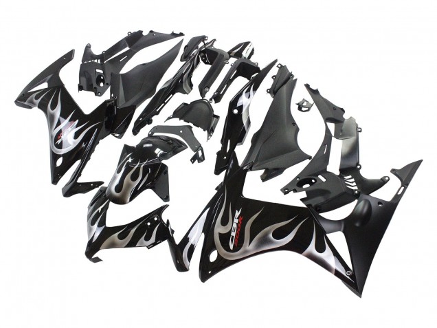 Carenados Moto Honda CBR500R 2013-2015 - Negro Brillante Plata Llama