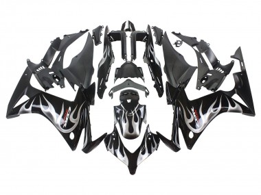 Carenados Moto Honda CBR500R 2013-2015 - Negro Brillante Plata Llama