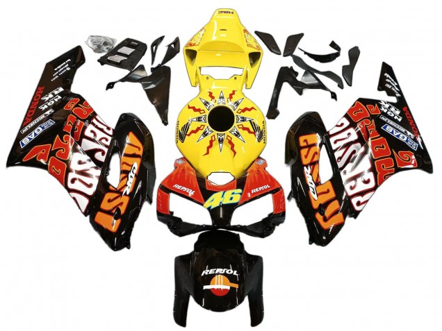 Carenados Moto Honda CBR1000RR 2004-2005 - Amarillo Naranja Negro Brillante Repsol Rossi 46