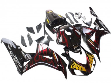 Carenados Moto Honda CBR1000RR 2006-2007 - Negro Brillante Amarillo Rojo Llama