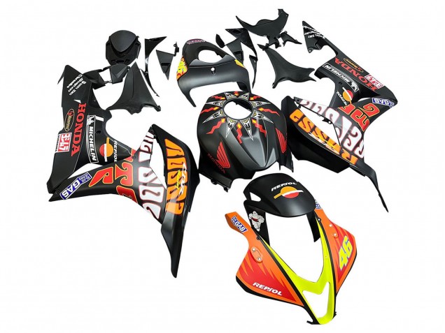 Carenados Moto Honda CBR600RR 2007-2008 - Negro Mate Naranja Rojo Rossi Repsol 46