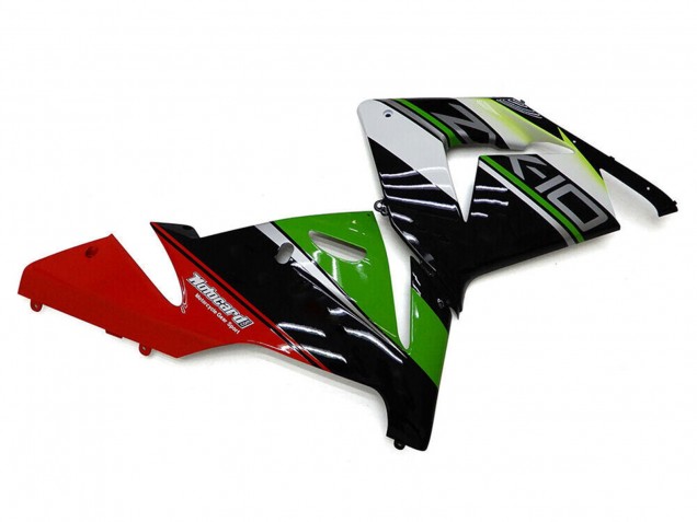 Carenados Moto Kawasaki ZX10R 2004-2005 - Blanco Negro Verde Elf