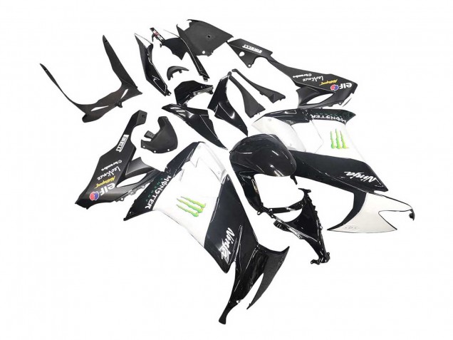 Carenados Moto Kawasaki ZX10R 2008-2010 - Negro Brillante Blanco Verde Monstruo Elf