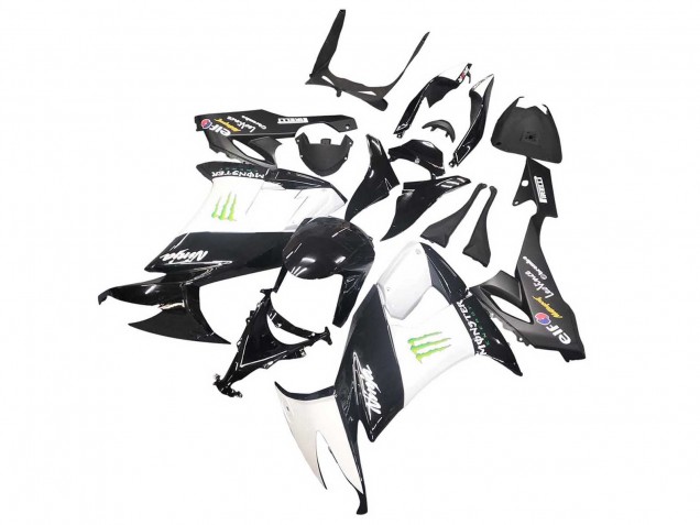 Carenados Moto Kawasaki ZX10R 2008-2010 - Negro Brillante Blanco Verde Monstruo Elf