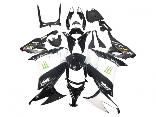 Carenados Moto Kawasaki ZX10R 2008-2010 - Negro Brillante Blanco Verde Monstruo Elf
