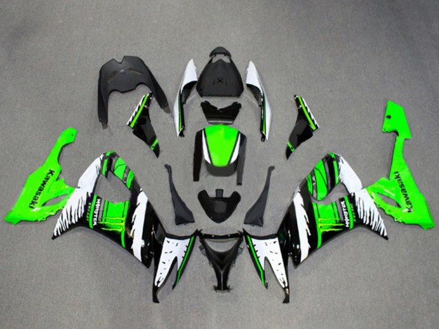 Carenados Moto Kawasaki ZX10R 2008-2010 - Blanco Verde Negro Brillante Llama